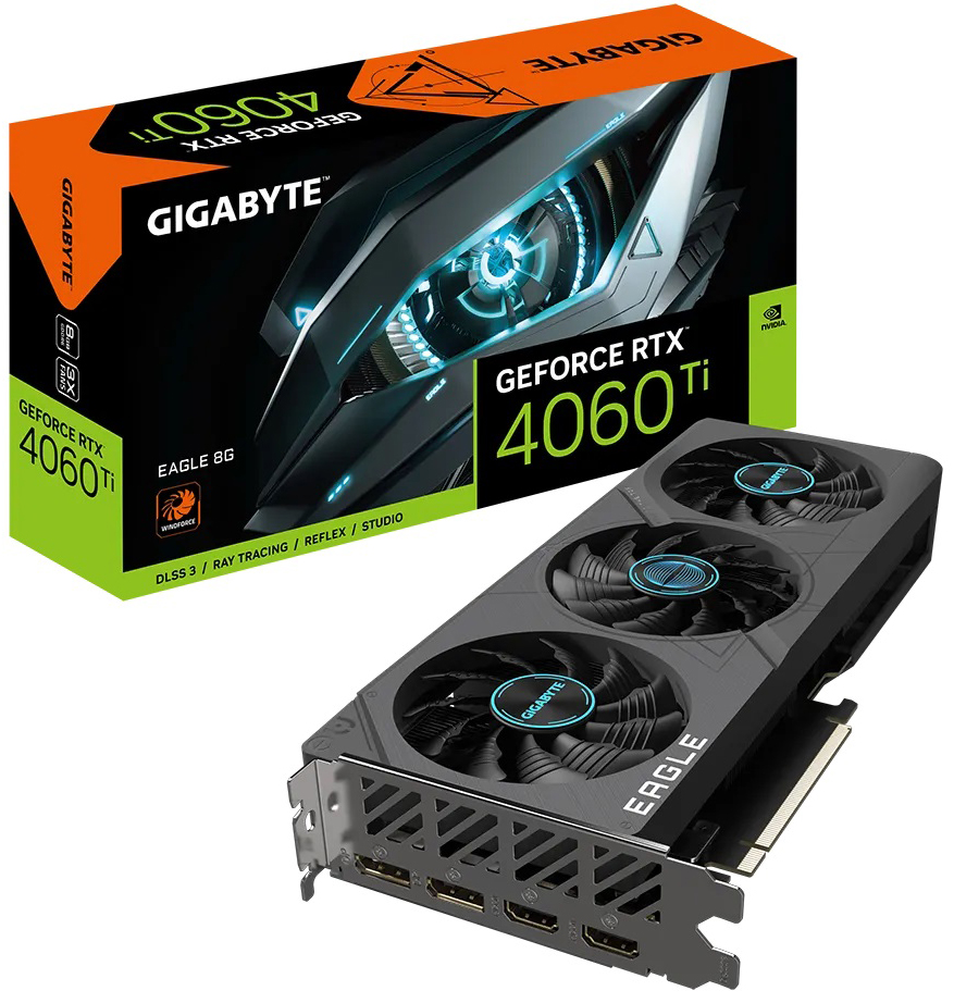 

Видеокарта PCI-E GIGABYTE GeForce RTX 4060 Ti EAGLE (GV-N406TEAGLE-8GD) 8GB GDDR6 128bit 8nm 2310/18000MHz 2*HDMI/2*DP, GeForce RTX 4060 Ti EAGLE (GV-N406TEAGLE-8GD)