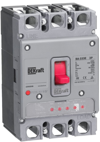 Изображение товара Автоматический выключатель DEKraft 22503DEK для защиты цепей 4Pol 250А ВА-333E