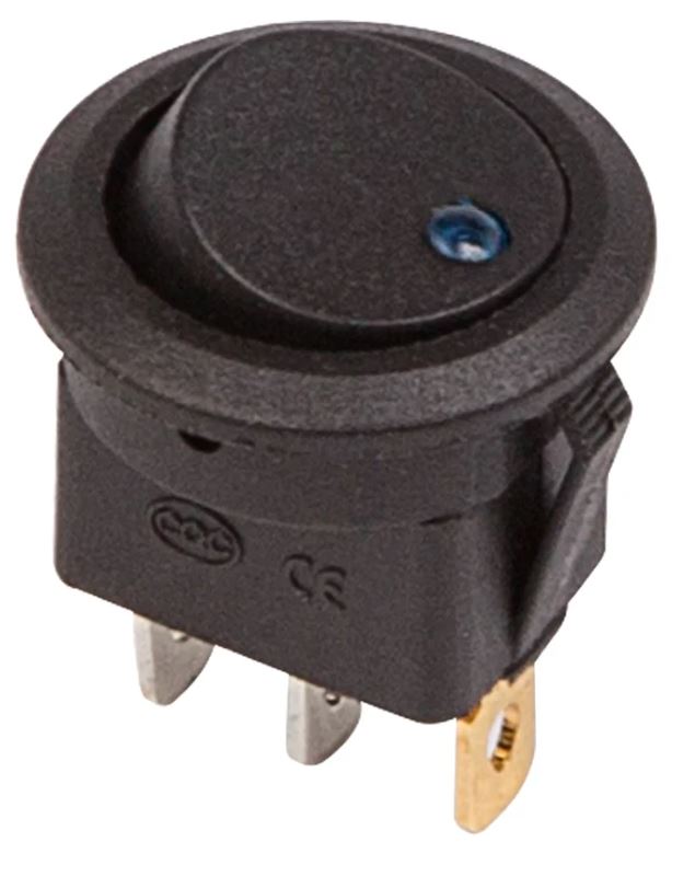 

Выключатель Rexant 36-2581 клавишный круглый 12V 20А (3с) ON-OFF черный с синей подсветкой (RWB-215, MIRS-101Е-8С/D), 36-2581