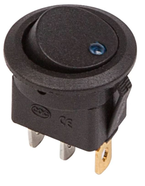 Изображение товара Выключатель Rexant 36-2581 клавишный круглый 12V 20А синяя подсветка