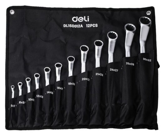 Изображение товара Набор ключей Deli DL150012A профессиональный 12 шт в чехле