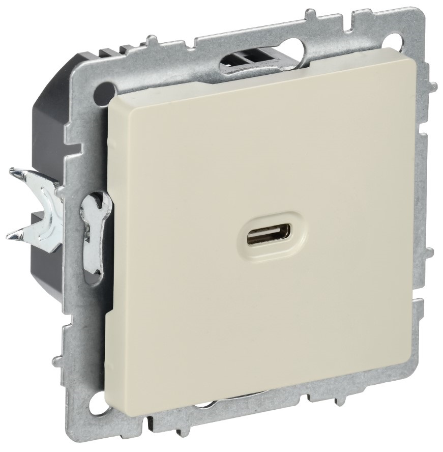 

Розетка USB IEK BR-U13-065-K10 BRITE Type C 65Вт высокоскоростная зарядка РЮ12-1-БрКр бежевый, BR-U13-065-K10