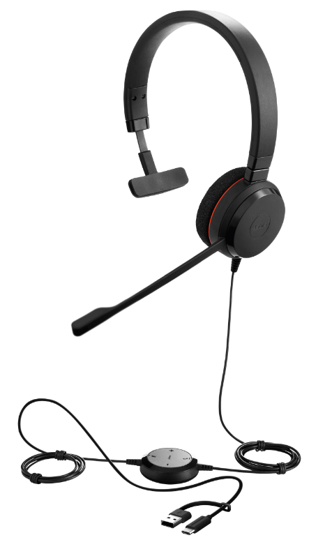 

Гарнитура проводная Jabra Evolve 20 Mono MS 4993-823-169 USB C/A adapter, Evolve 20 Mono MS