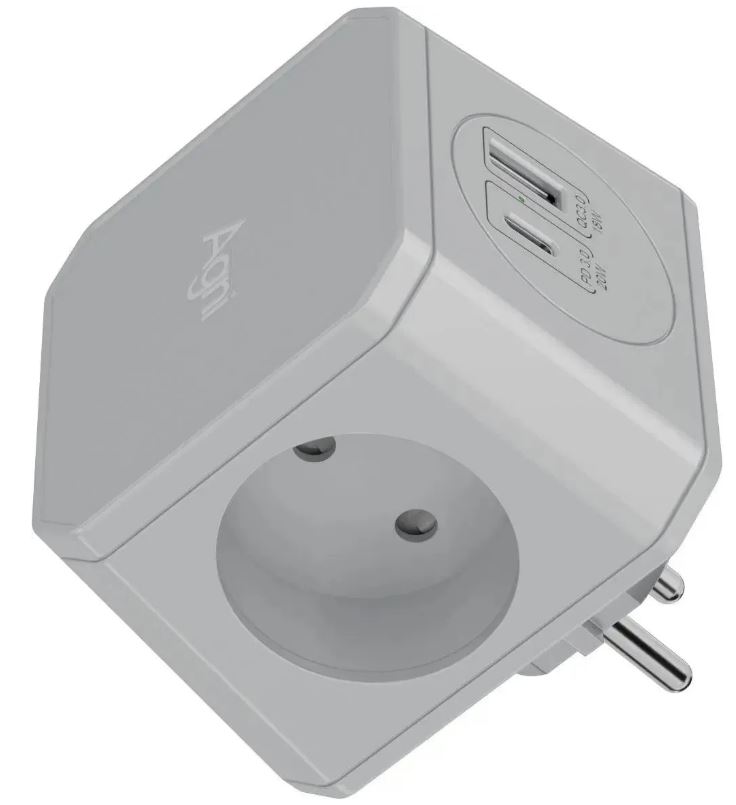 

Тройник AGNI TP-WJ2U3E-gray 3 розетки, 16А, 4000Вт, 220-250В, USB, Type-C, серый, TP-WJ2U3E-grey