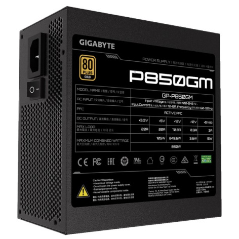 Изображение товара Блок питания GIGABYTE GP-P850GM 850 Вт 80 Plus GOLD активный PFC ATX черный