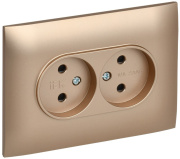 фото Розетка двухместная без заземления IEK SK-R20-10-K98-F