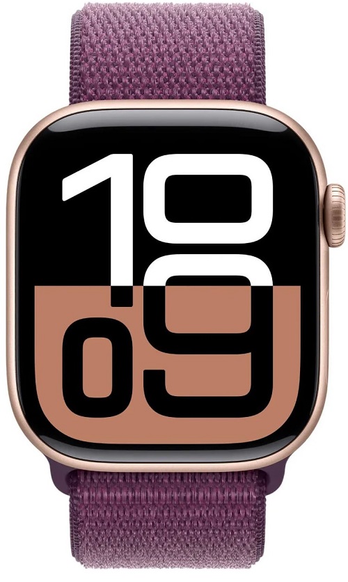 

Часы Apple Watch Series 10 GPS 42mm MWWK3 Rose Gold Aluminium Case with Plum Sport Loop, Watch Series 10 GPS 42mm