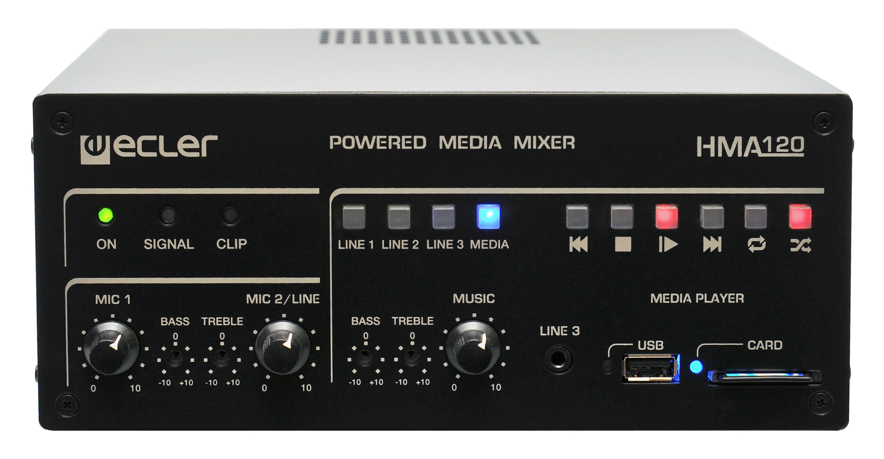 

Микшер-усилитель Ecler HMA120 120 Вт – 70/100 В/4 Ом с медиаплеером, HMA120