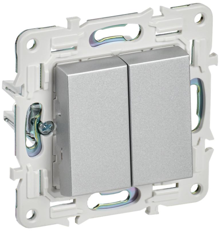 

Выключатель двухклавишный IEK SK-V20-0-10-K23 SKANDY 10А SK-V04S Серебряный, SK-V20-0-10-K23