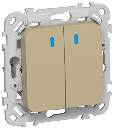 Изображение товара Выключатель двухклавишный с подсветкой IEK FI-V20-1-10-1-K59