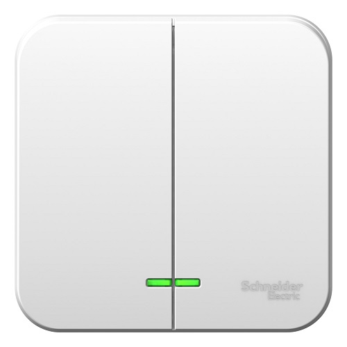 

Выключатель Schneider Electric BLNVA105111 2-клавишный с подсветкой 10А, 250B, изолир. пластина (белый) наруж, BLNVA105111