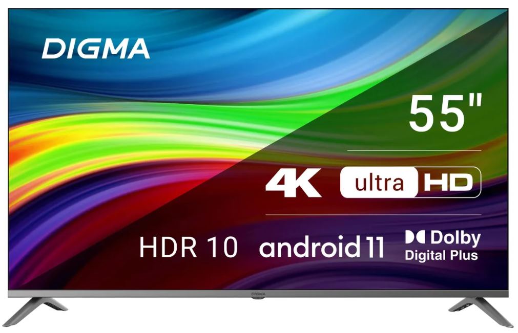

Телевизор Digma DM-LED55UBB41 LED 55" Android TV Frameless Metal темно-серебристый/серебристый 4K Ultra HD 60Hz DVB-T DVB-T2 DVB-C DVB-S DVB-S2 USB Wi, DM-LED55UBB41