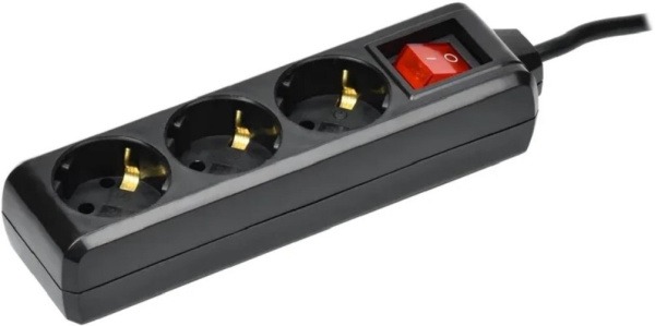 Изображение товара Удлинитель IEK WYP10-16-03-03-ZK-K02 с выключателем на 3 розетки