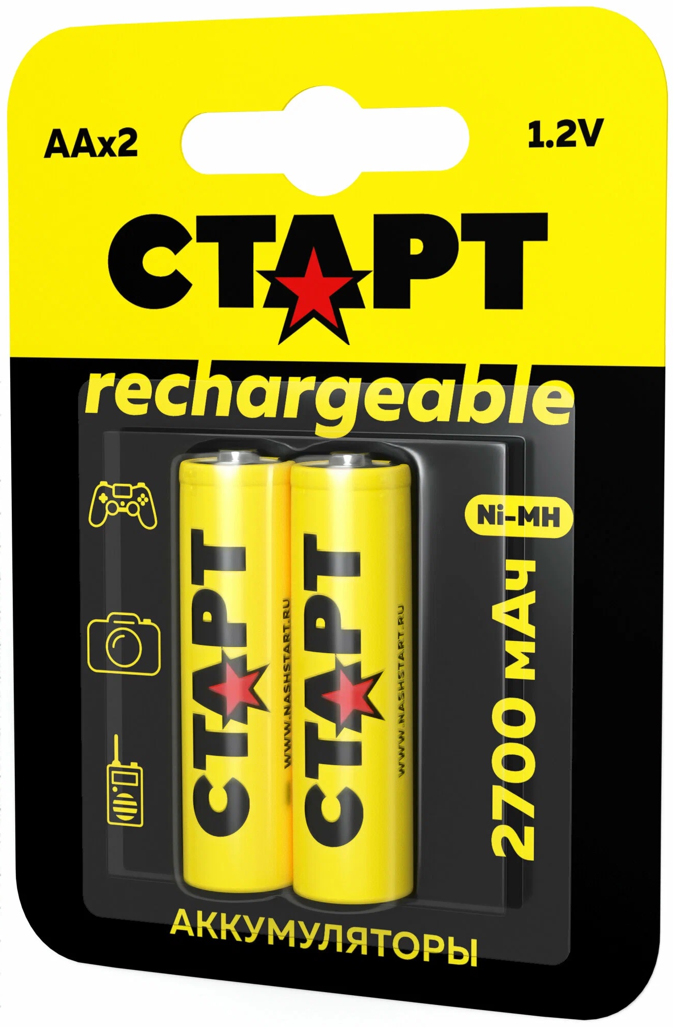 

Аккумулятор Старт HR6 AA 2700mAh Ni-MH BL2 1.2 В, 2 шт. в блистере, HR6 AA 2700mAh Ni-MH BL2