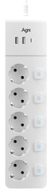 

Сетевой фильтр AGNI TP-FI3U5E-C-5m-white 5 розеток, 16А, 4000Вт, 220-250В, 5 м, 3x1,5mm2, 2*USB, Type-C, белый, TP-FI3U5E-C-5m-white