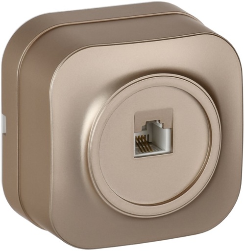 

Розетка телефонная IEK ETH10-K37M GLORY для открытой установки RJ11 РТ20-ХШм шампань матовый, ETH10-K37M