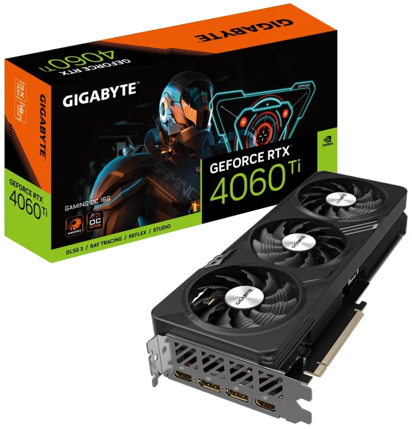 

Видеокарта PCI-E GIGABYTE GeForce RTX 4060 Ti GAMING (GV-N406TGAMING OC-16GD) 16GB GDDR6 128bit 5nm 2310/18000MHz 2*HDMI/2*DP, GeForce RTX 4060 Ti GAMING (GV-N406TGAMING OC-16GD)
