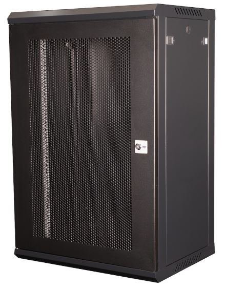 

Шкаф настенный 19", 18U Datarex DR-655001 телекоммуникационный 901X600х450 мм, дверь перфорация, черный, DR-655001