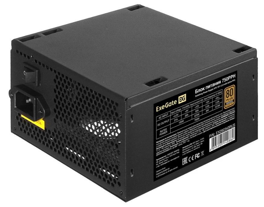 

Блок питания ATX Exegate 750PPH-S-OEM EX292343RUS-OEM-S 750W, 80+ Bronze, 750PPH-S-OEM