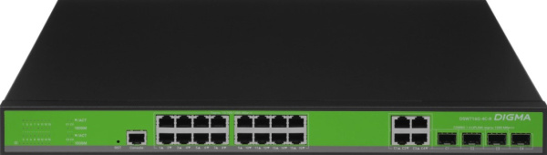 Изображение товара Управляемый коммутатор Digma DSW716G-4C-R с 4 портами Ethernet для бизнеса и дома