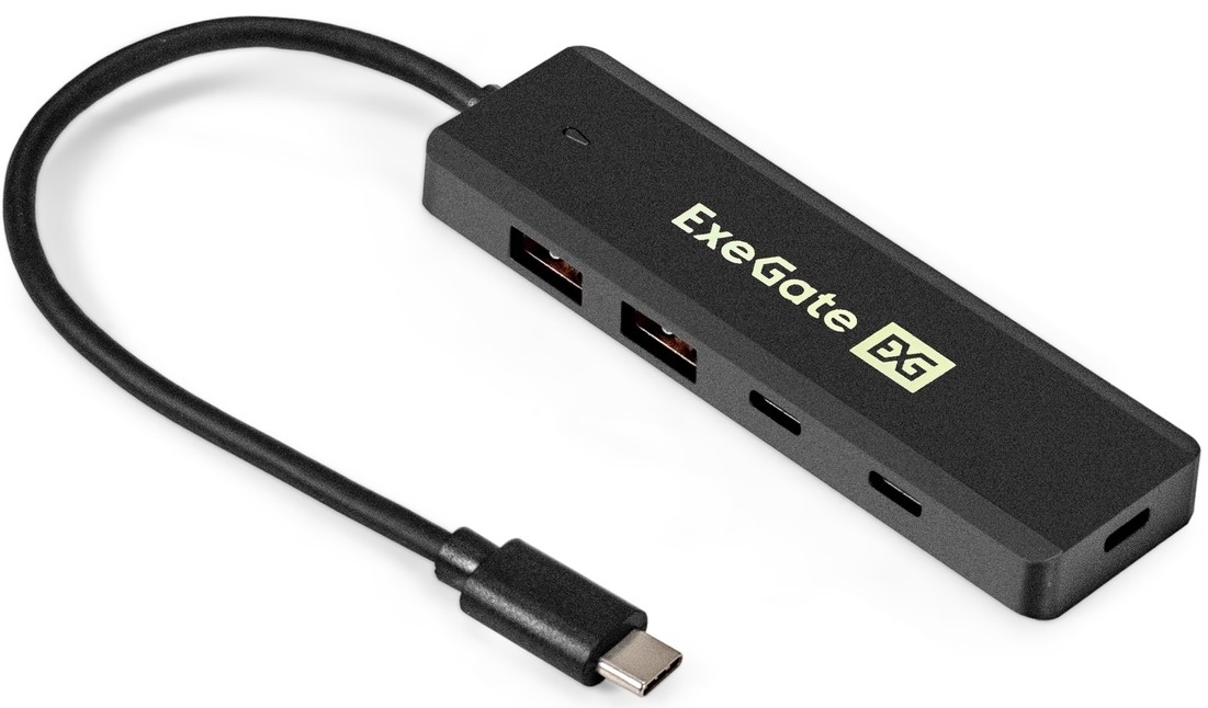 

Концентратор Exegate EX298169RUS 4-в-1 ExeGate DUB-2C2P/10G (кабель-адаптер USB 3.2 Gen2 Type C --> 2xUSB3.2 Gen2 Type-A (10G)/2xUSB3.2 Gen2 Type-C (1, EX298169RUS