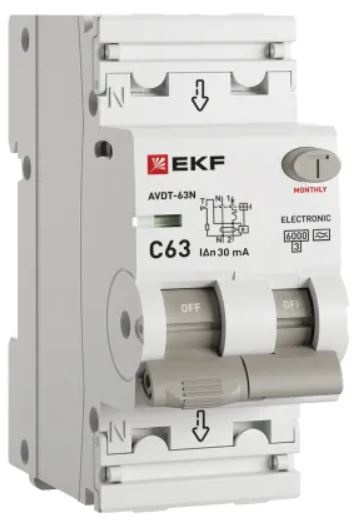 Изображение товара Автомат EKF D63N26EA63C30 - защита электросетей 230 В, 63 А, серия PROxima