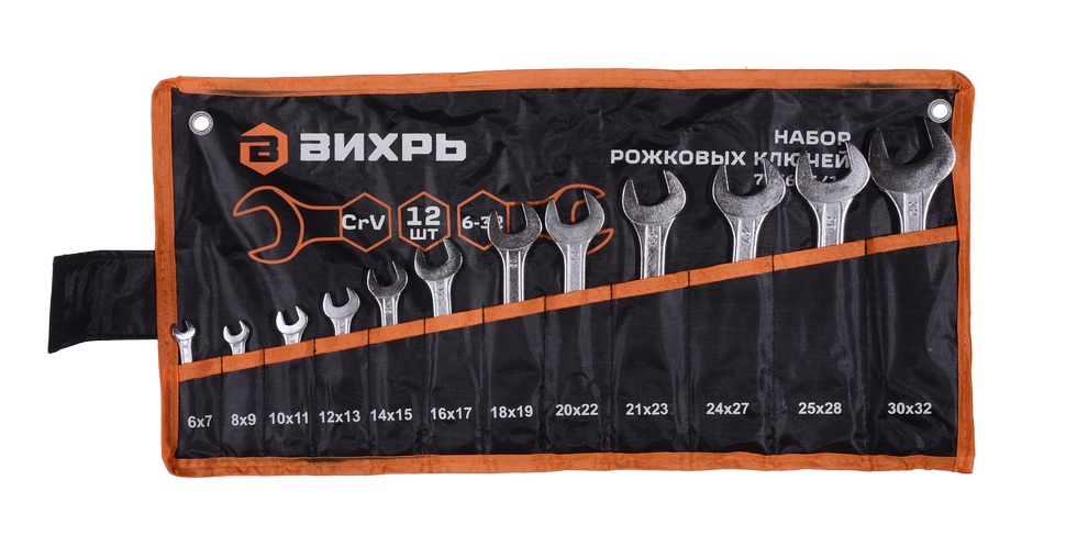 

Набор ключей Вихрь 73/6/5/14 рожковых 12 шт. 6 - 32, в чехле, 73/6/5/14