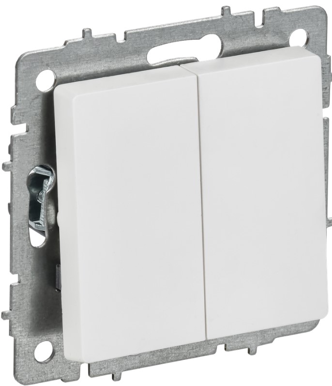 

Переключатель перекрестный IEK BR-V23-0-10-K91 BRITE 2-клавишный 10А ВС10-2-3-БрАБ арктический белый, BR-V23-0-10-K91