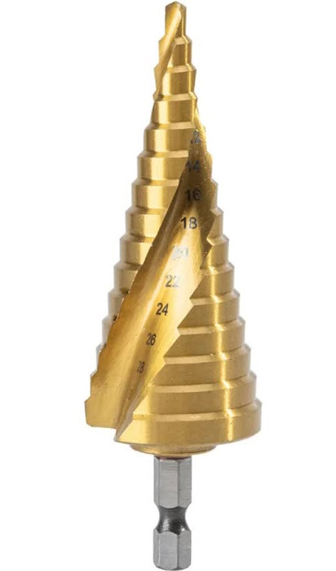 

Сверло Deli DH-JTZ032-E2 ступенчатое по металлу (4-32мм, HSS M2, спиральная канавка, шестигранный хвостовик), DH-JTZ032-E2