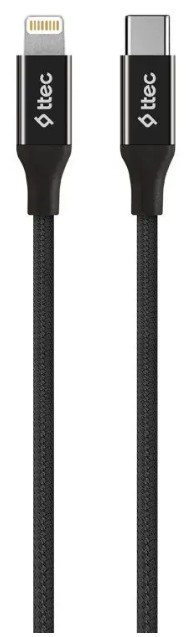 

Кабель TTEC AlumiCable 2DK41S USB-C-Lightning 20W PD Fast Charge and Data Cable. Длина: 150см. Цвет: черный, AlumiCable