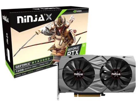 

Видеокарта PCI-E Sinotex GeForce RTX 3060 Ninja (NK306F126F) 12GB GDDR6 192bit 1320/15000MHz 8nm HDMI/DP, GeForce RTX 3060 Ninja (NK306F126F)
