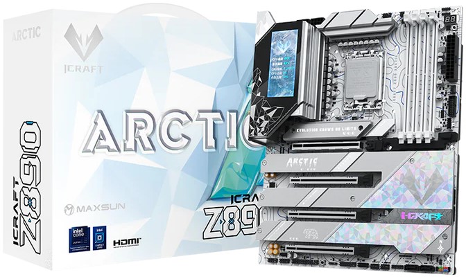 

Материнская плата ATX MAXSUN MS-iCraft Z890 ARCTIC (LGA1851, Z890, 4*DDR5, 4*SATA, 4*M.2, USB 3.2, USB 2.0, USB Type-C, 4*PCIe, HDMI, DP), MS-iCraft Z890 ARCTIC