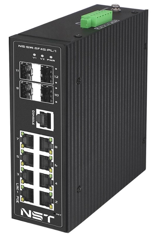 

Коммутатор управляемый NST NS-SW-8F4G-PL/I промышленный (L2+) Fast Ethernet на 8FE RJ45 + 4 GE SFP порта, NS-SW-8F4G-PL/I