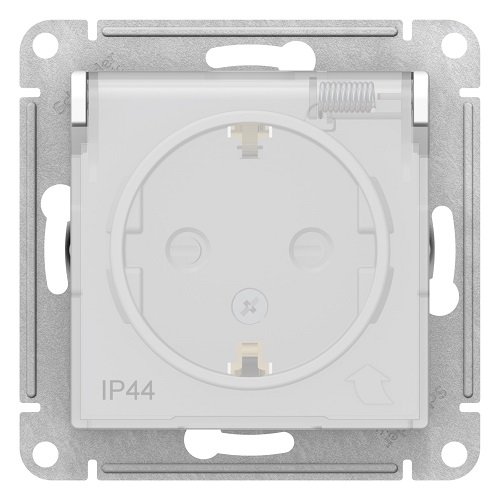 

Розетка Schneider Electric ATN440146 AtlasDesign AQUA, с заземление, со шторками, с крышкой, 16А, IP44, механизм, белая, ATN440146