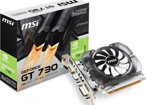

Видеокарта PCI-E MSI GeForce GT 730 N730-4GD3V2 4GB GDDR3 128bit 40nm 700/1000MHz DVI-I(HDCP)/HDMI/VGA RTL, GeForce GT 730