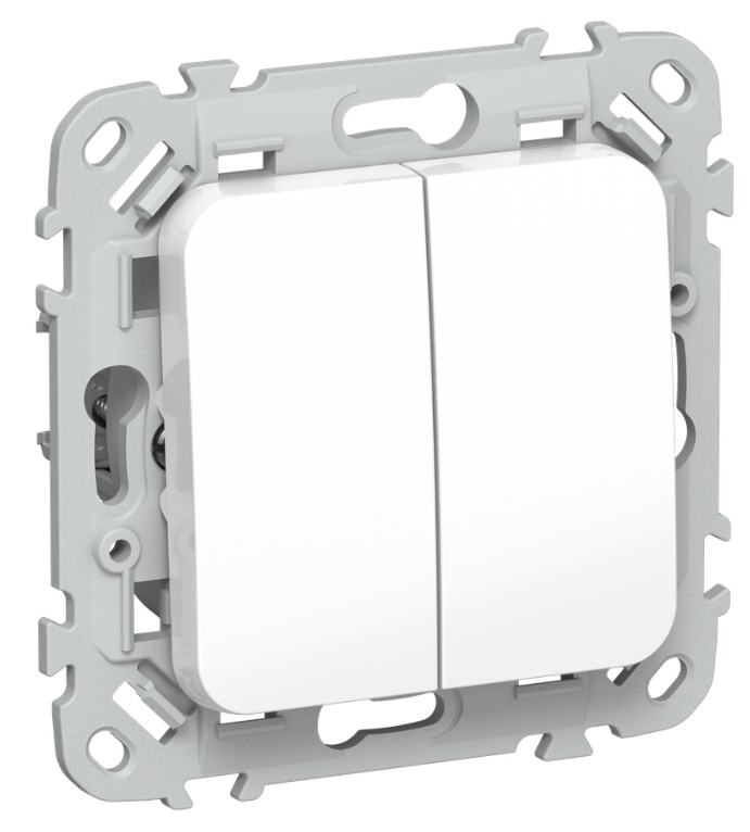 

Выключатель двухклавишный IEK FI-V20-0-10-1-K01 FLITE 10А ВС12-1-0-ФлБ белый, FI-V20-0-10-1-K01