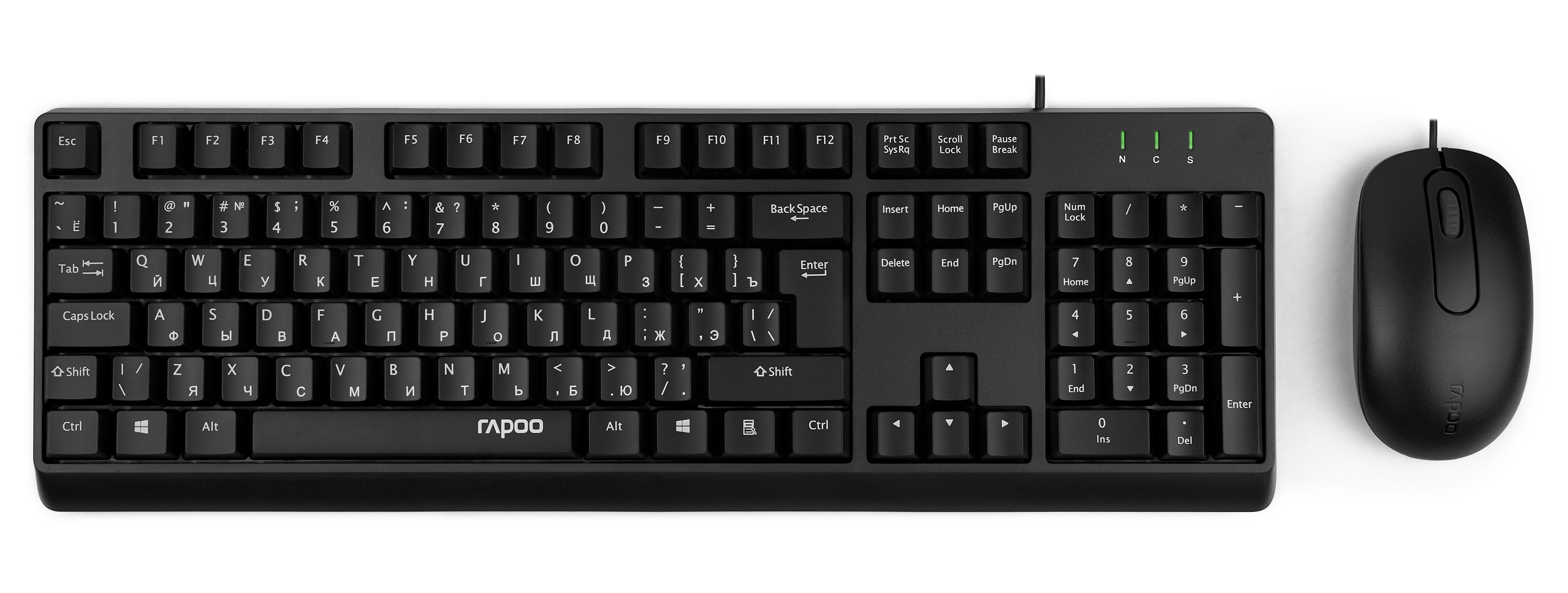 

Клавиатура и мышь Rapoo NX1500 проводные, черные, NX1500