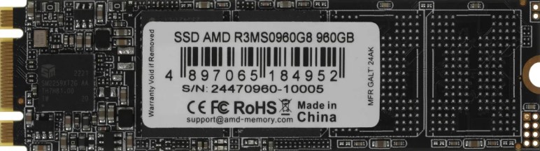 

Накопитель SSD M.2 2280 AMD R3MS0960G8 960GB, R3MS0960G8