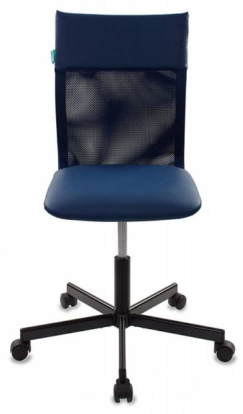 

Кресло Бюрократ CH-1399 синее/синее, искусственная кожа, спинка сетка, крестовина металл, CH-1399