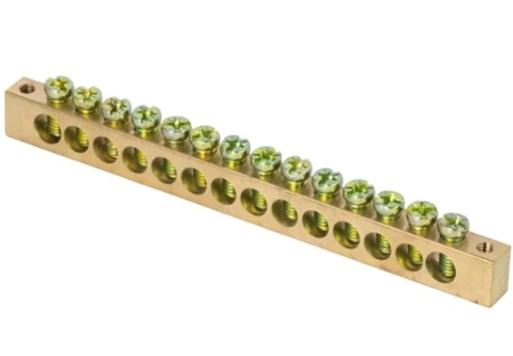 

Шина EKF sn0-125-14-k-r PEN "ноль-земля" (8x12мм) 14 отв. латунь крепеж по краям розн. стикер, sn0-125-14-k-r