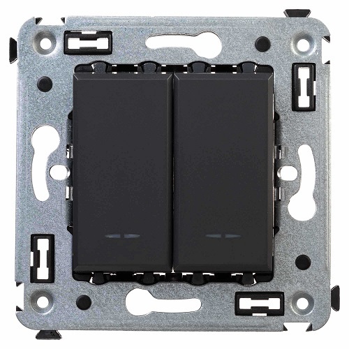 

Переключатель DKC 4412114 двухклавишный в стену, "Черный матовый", 2 модуля, "Avanti", 4412114