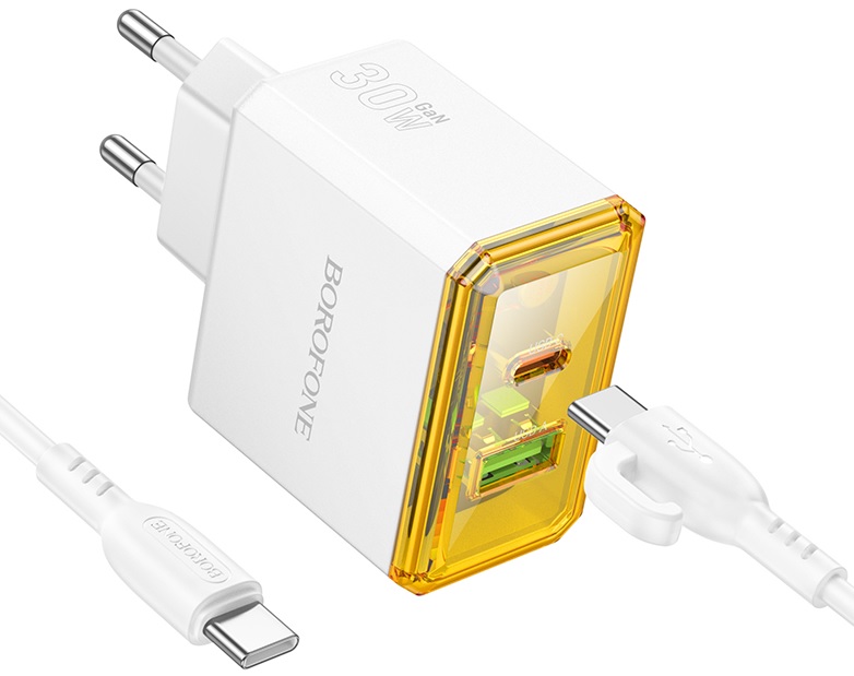 

Зарядное устройство сетевое Borofone BAS32Aaa 1USB+1Type-C 3.0A PD 30W+QC3.0 GaN быстрая зарядка для Type-C Type-C White, BAS32Aaa