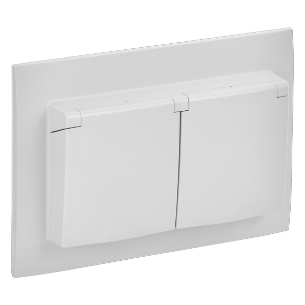 

Розетка двухместная с заземлением в сборе IEK SK-R26-16-44-K01-F SKANDY 16А IP44 SK-R12W, с крышкой, Арктический белый, SK-R26-16-44-K01-F