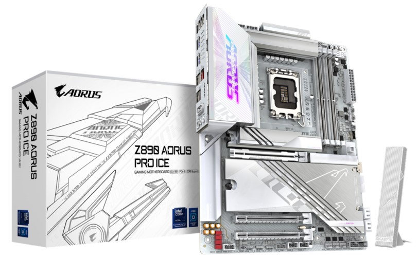 

Материнская плата ATX GIGABYTE Z890 AORUS PRO ICE (LGA1851, Z890, 4*DDR5 (9500), 4*SATA 6G RAID, 5*M.2, 3*PCI-E, WiFi, BT, 6*USB 3.2, 4*USB 2.0, Type-, Z890 AORUS PRO ICE