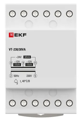 

Трансформатор понижающий EKF bt-230/30va звонковый BT-230В/12-12В 30ВА, bt-230/30va