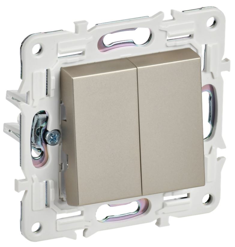 

Переключатель двухклавишный IEK SK-V22-0-10-K37 SKANDY 10А SK-V05Sh Шампань, SK-V22-0-10-K37