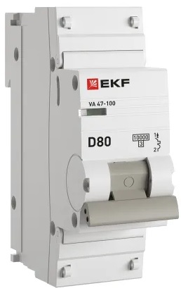 

Автоматический выключатель EKF mcb47100-1-80D-pro 1P 80А (D) 10kA ВА 47-100 PROxima, mcb47100-1-80D-pro
