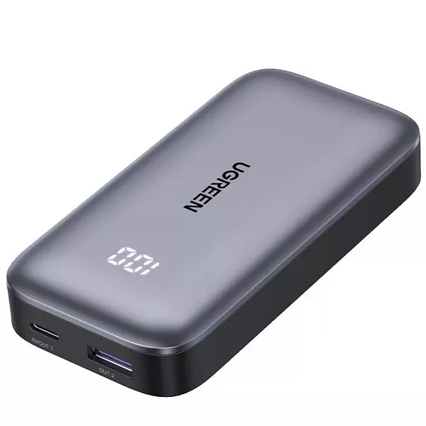 

Аккумулятор внешний UGREEN PB502 25185_ 10000mAh Mini Quick Charging 30W Power Bank 30W с цифровым экраном. Цвет: серый, PB502