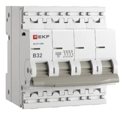 Изображение товара Автоматический выключатель EKF M636432B серия ВА 47-63N 32А 400В IP20