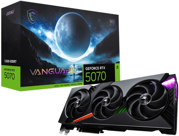 

Видеокарта PCI-E MSI GeForce RTX 5070 VANGUARD SOC (RTX 5070 12G VANGUARD SOC) 12GB GDDR7 192bit 5nm 2610/28000MHz HDMI 3*DP, GeForce RTX 5070 VANGUARD SOC (RTX 5070 12G VANGUARD SOC)
